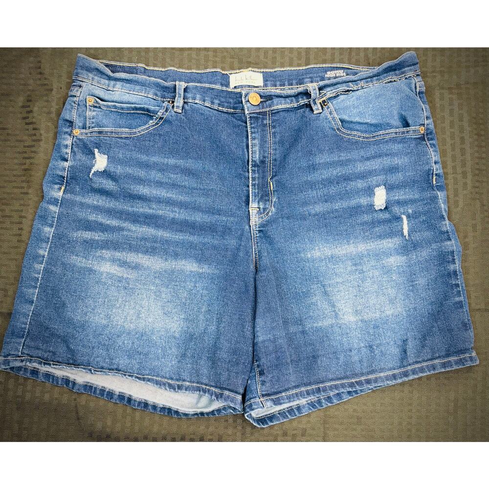 Nicole Miller New York SOHO High Rise Distressed Denim Jean Shorts Women Size 16